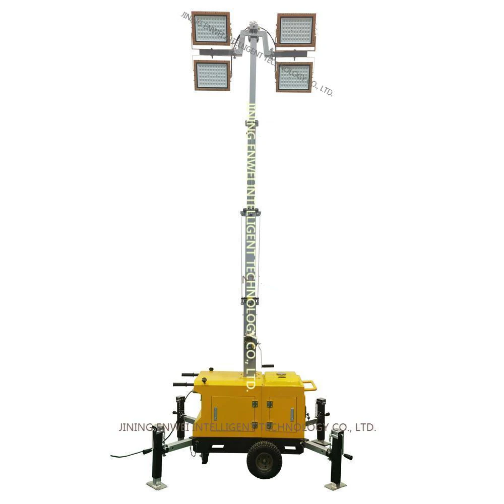 Truck mounted 7m manual mast gasoline engine mobile light tower for sale