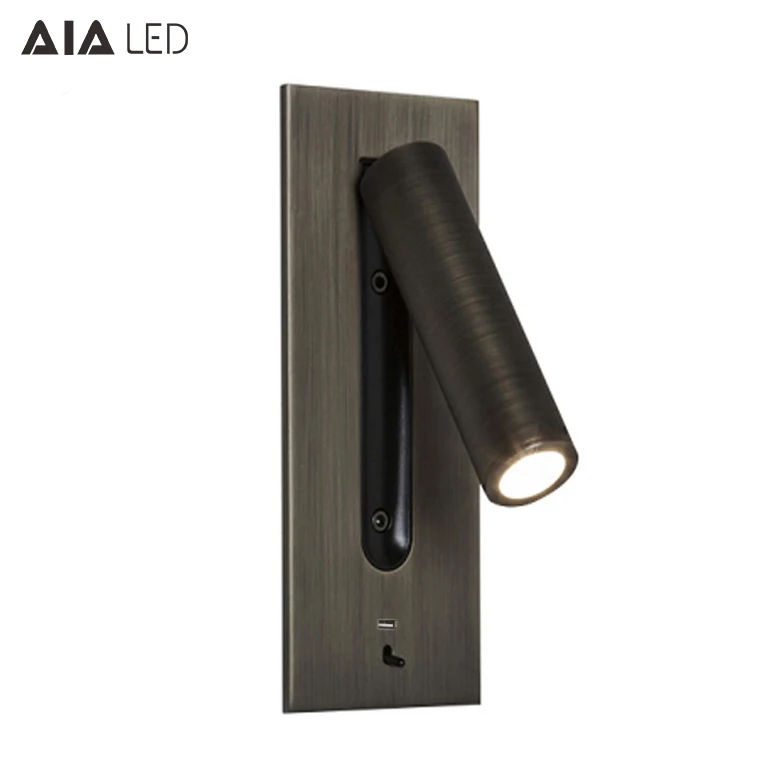 Recessed mounted  3W led foldable USB wall reading lamp bedside wall lamps bedroom accordion bed wall light for hotel villa