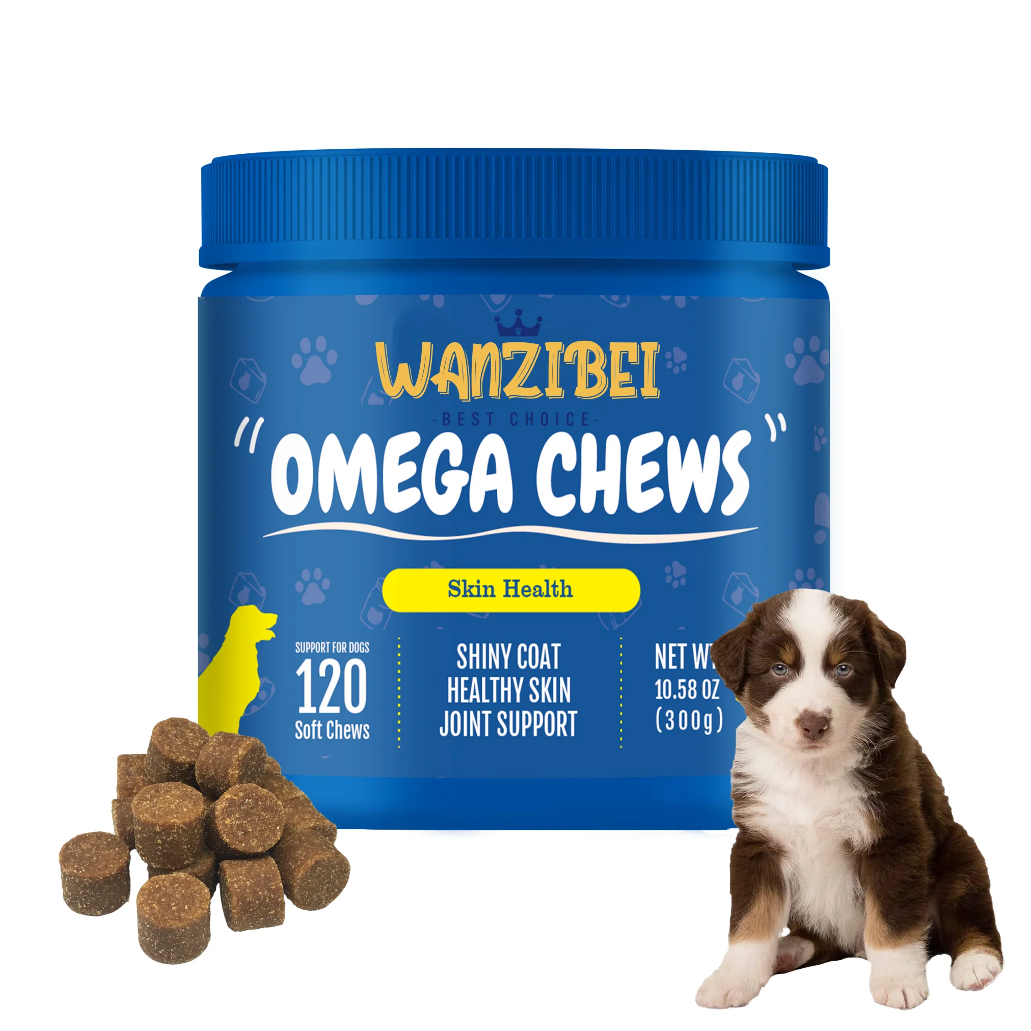 Omega 3 soft chews for dogs organic Alaska fish oil with DHA EPA support fur smooth healthcare supplements for dog private label