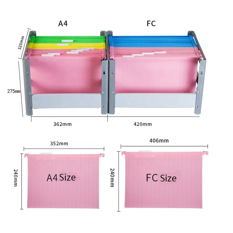 
A4 Folder Organizer Custom Folders Box Plastic Colored hanging expanding file folder 