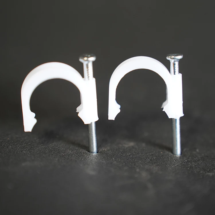 Factory Plastic material 8mm round type circle cable clips electrical wire nail cable clip