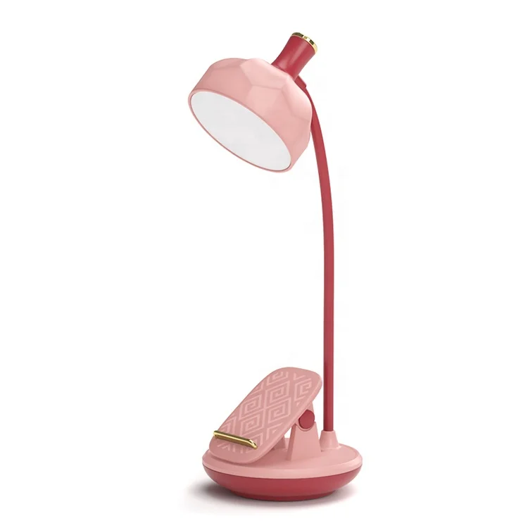 Chinese Lotus Shape Living Room Bedroom Bedside Led Rechargeable Reading Learning Clip Table Lamp