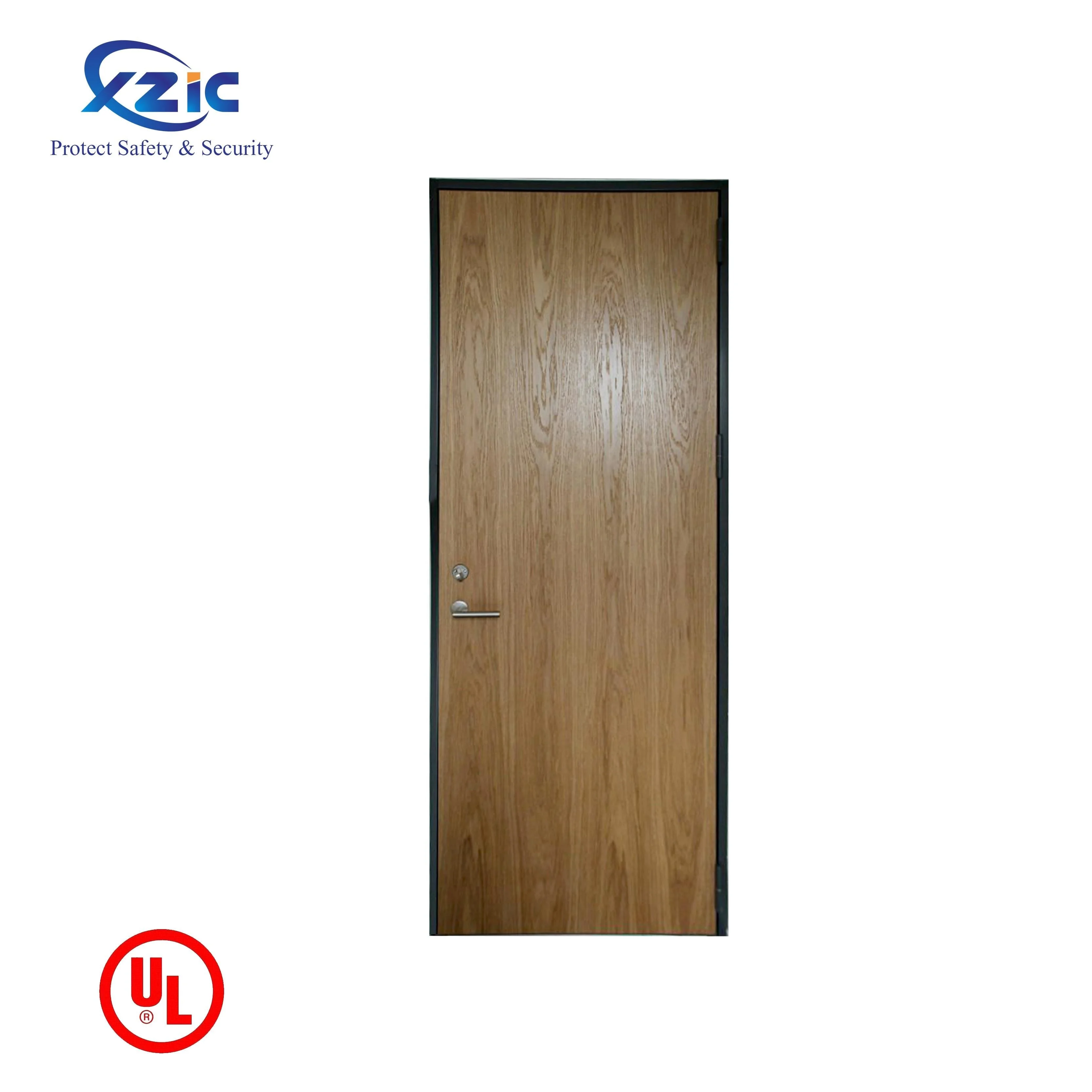Soundproof solid wooden hotel door UL listed 90 mins fire rated interior  apartment fire proof doors
