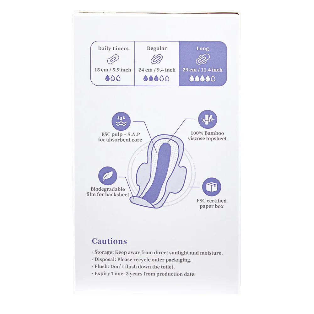 OEM ODM pure white biodegradable anti rash soft eco-friendly menstrual pad organic cotton sanitary napkin