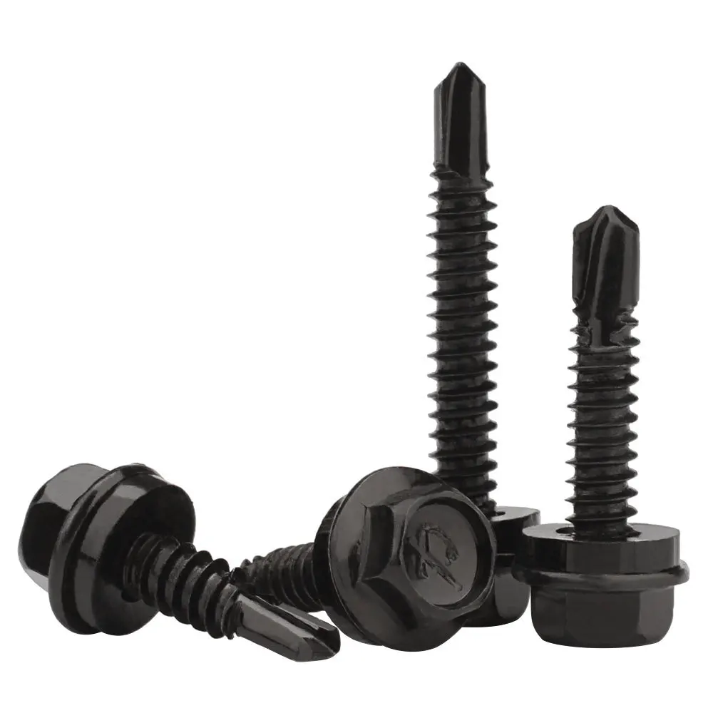 Black Flange 8-18# Directly Hex Head Self Drilling Screws Hex Socket Flat Head Stainless Steel Hex Head Self Drilling Screw