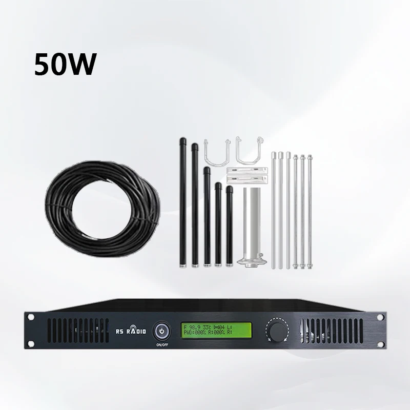 50W FM transmitter long range with Dipole Antenna Coax Cable Kit