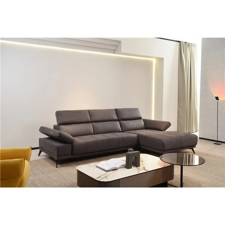 Wholesale factory directly modern simple fabric luxury furniture L shape electric function grey and tan living room