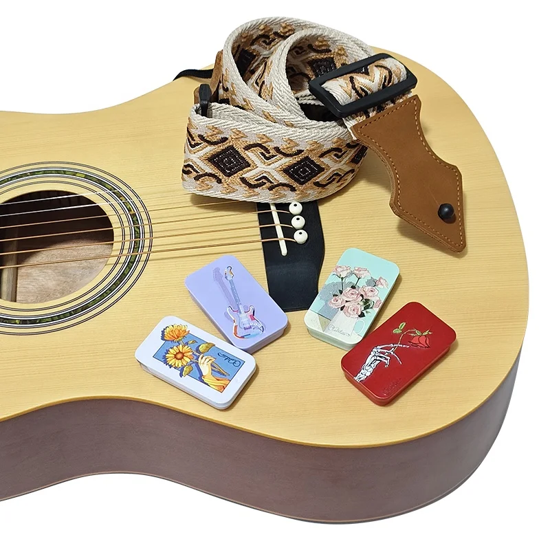 Oem Manufacture Gift Silver Square Hinge Guitar Pick Tin Case Packaging Tin Box Custom