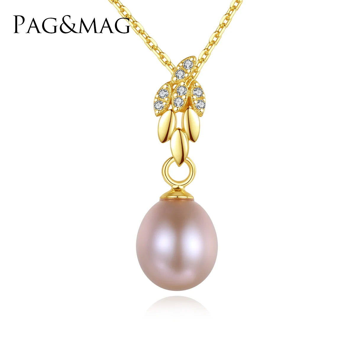 PAG&MAG Real Pearl Necklace Jewelry Ear of Wheat Shape Pendant 18k Gold Plated Necklace for Women Gifts Wholesale Price