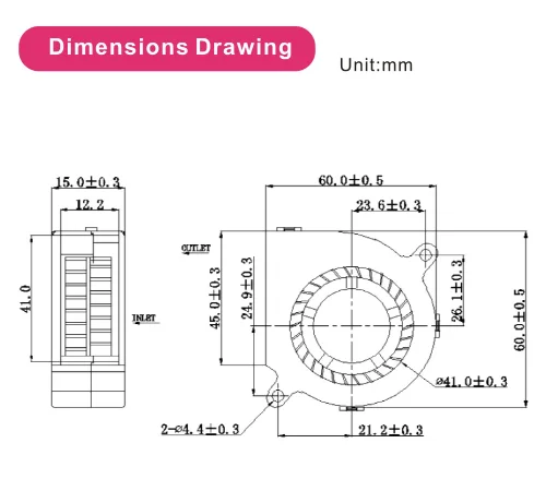60mm 5v brushless dc blower fan with temperature sensor