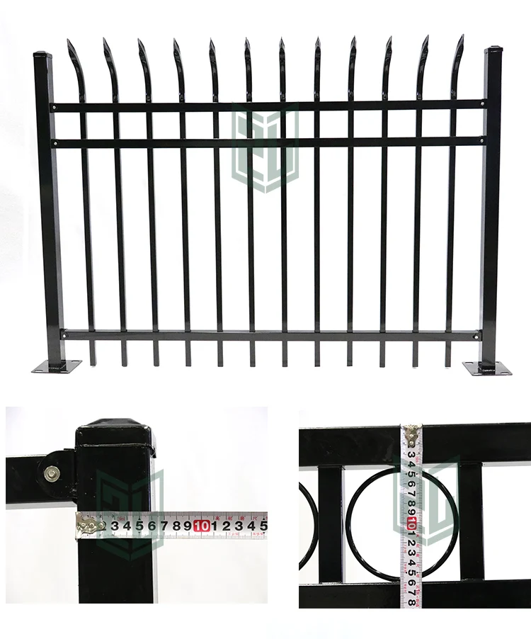 Iron Steel Security Home Garden garrison Fence Decorative Gate Galvanized Coated Waterproof Ornamental Black Metal Aluminum