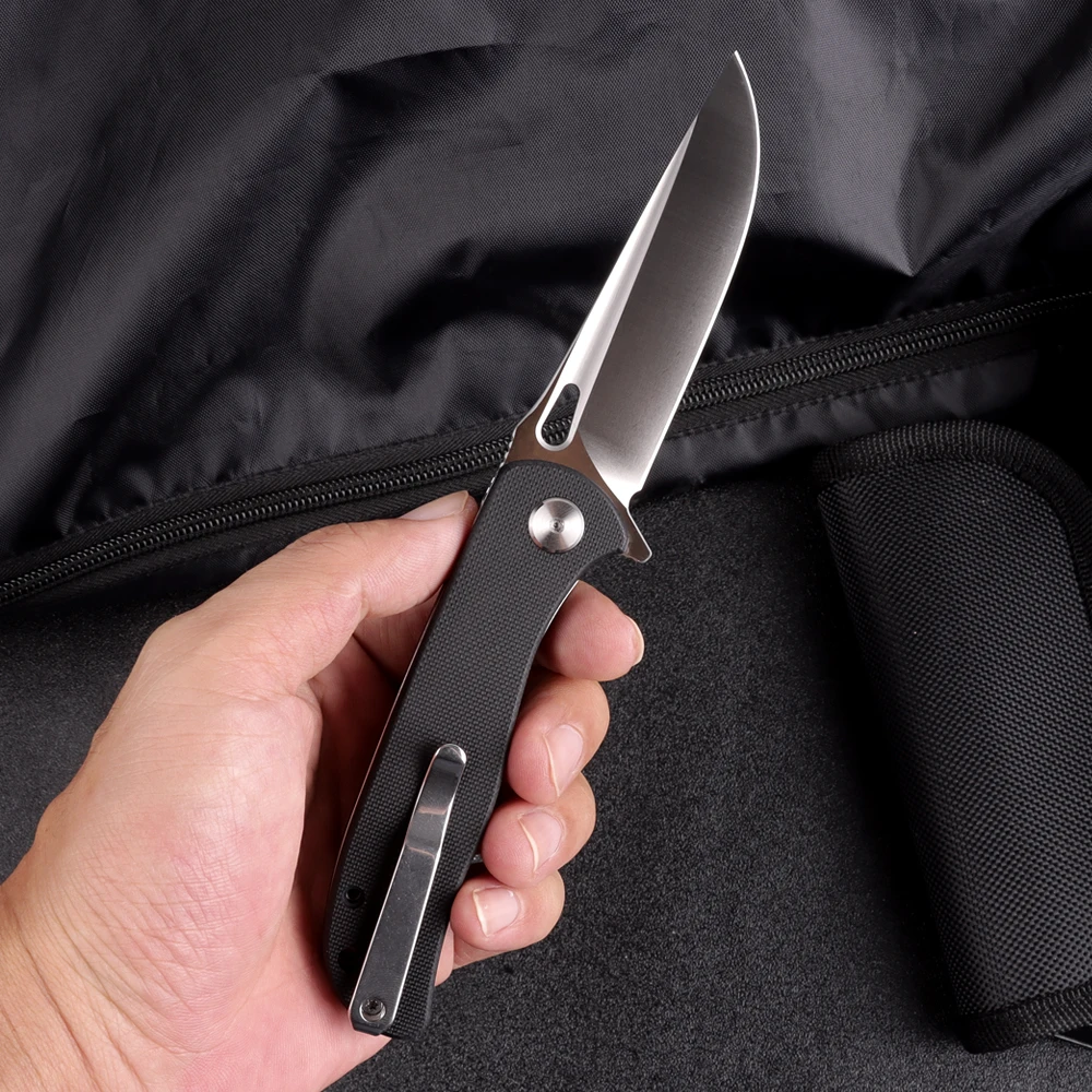 EDC Folding Pocket Knife 3.23-Inch Tanto D2 Blade G10 Handle Utility Knife for Outdoor Camping Multi-Tool