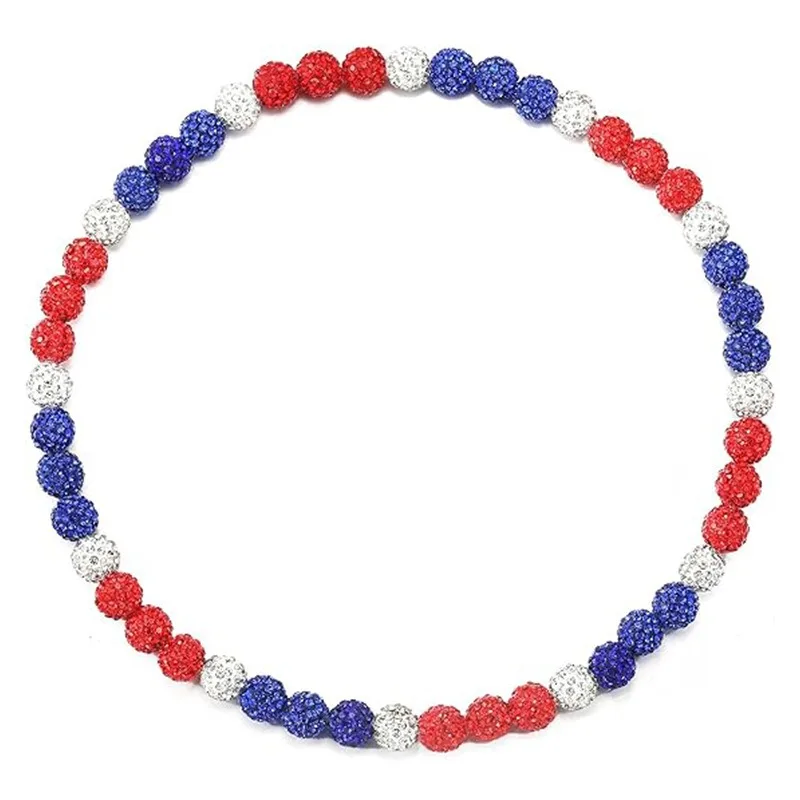 Colorful Rhinestone Round Beaded Baseball Athlete Bling Ice Collection Bead Chain Stylish Sports Crystal Beads Necklace for Mens