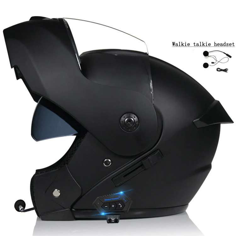 Мужские и женские двойные зеркальные полностью закрывающие черные парные гарнитуры внутренней связи с открытым лицом для езды на все лицо шлемы