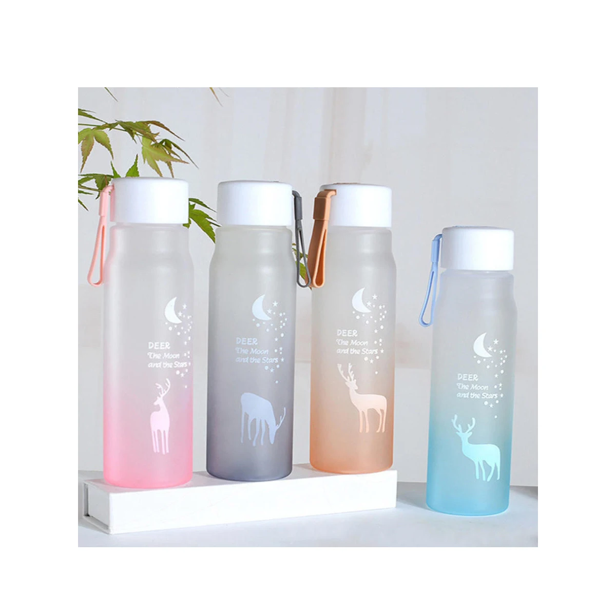 500ml Frosted Sports Plastic Portable Drinking Cup Girl Leakproof Drop-proof Shaker Mug Travel Water Bottle