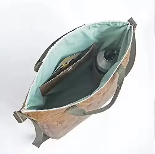 Custom eco friendly dupont paper ladies tote travel bags tyvek paper tote bag with outside front pocket