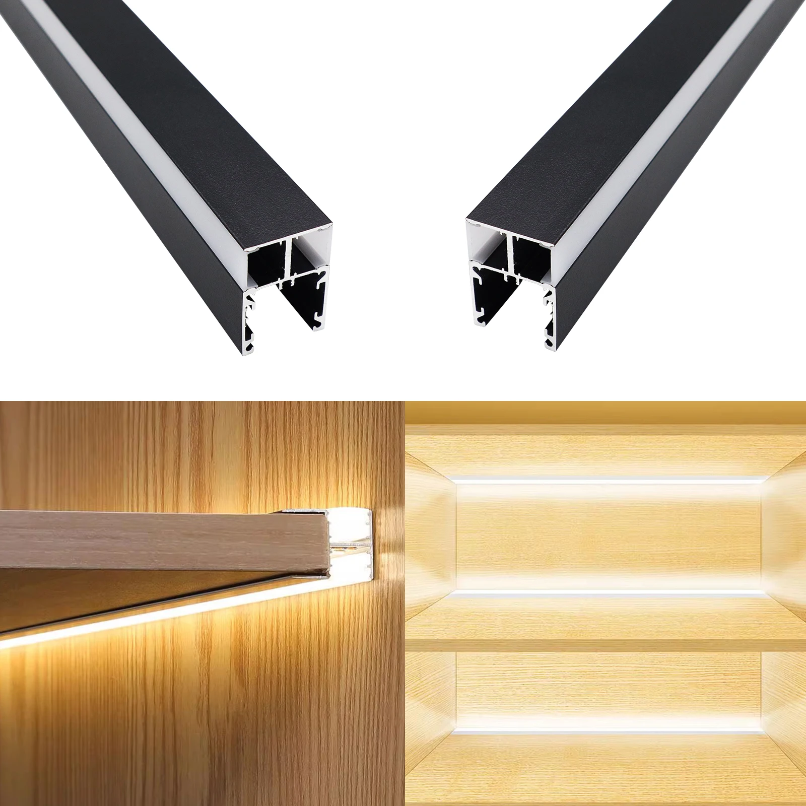 Extruded Aluminum Profile 134 Black Alloy Alu Milky PC Cover For Cabinet Aluminum Led Channel