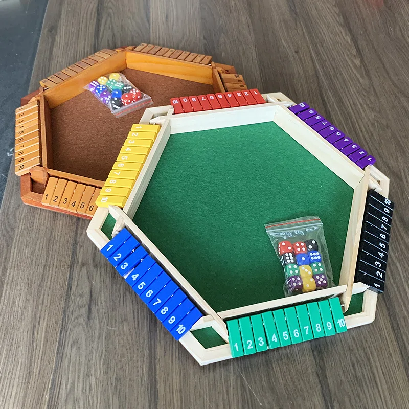 6 Players Shut The Box Dice Game Wooden Toys table game