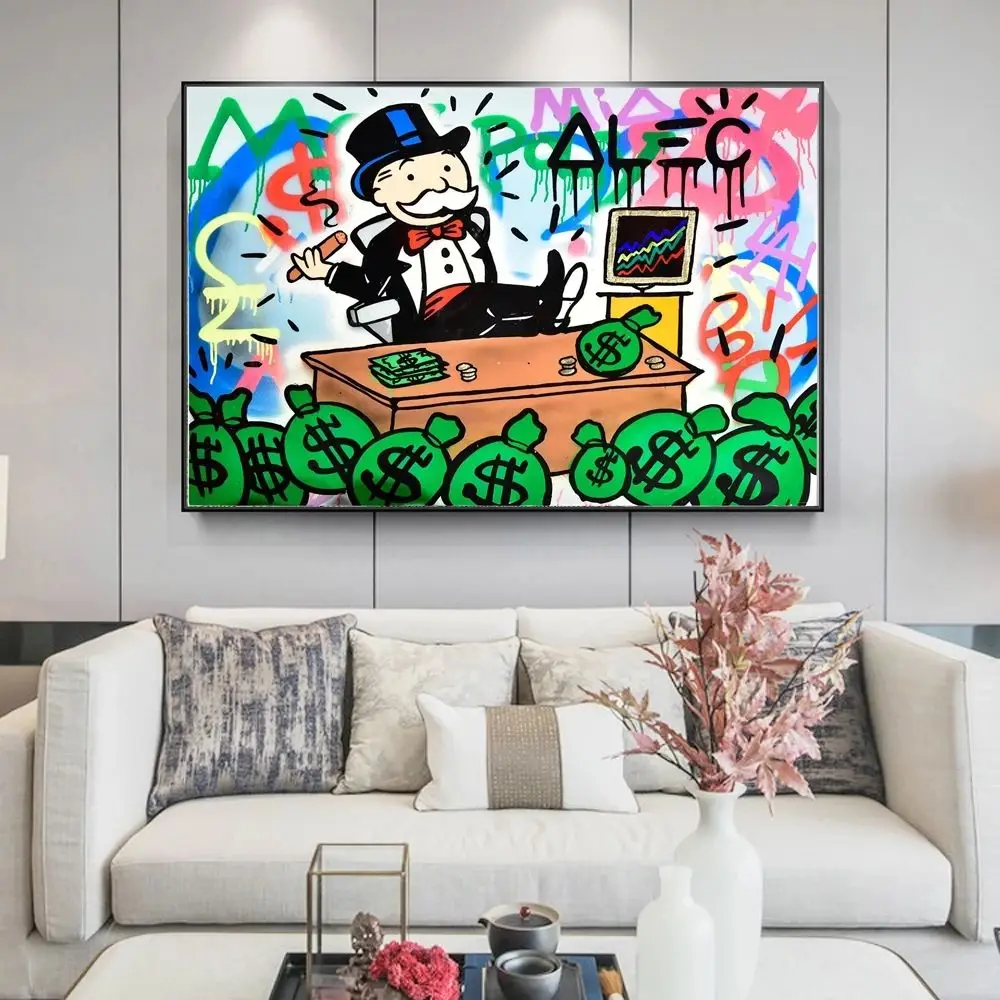 Alec Monopoly Rich Man Money Art Canvas Painting Cartoon Poster And Print Pop Wall Art Picture For Living Room Home Decor