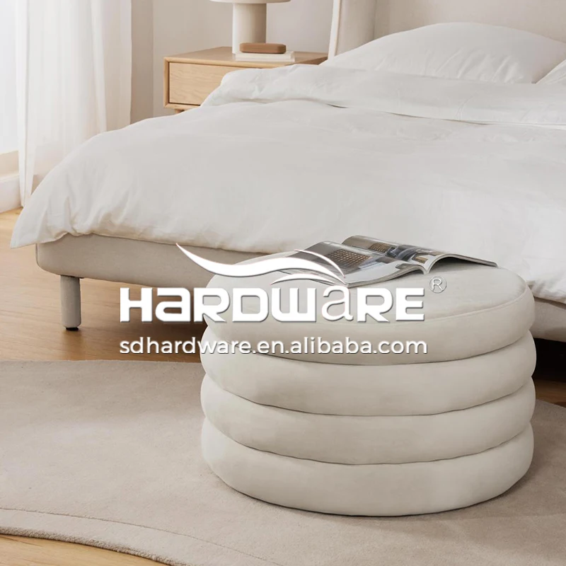 Living Room Furniture Bedroom Stool Velvet Round Ottoman