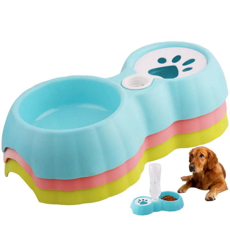 Dual Port Pluggable Bottle Dog Automatic Water Dispenser Feeder Cat Water Fountain Food Dish Pet Bowl  Pet Feeder