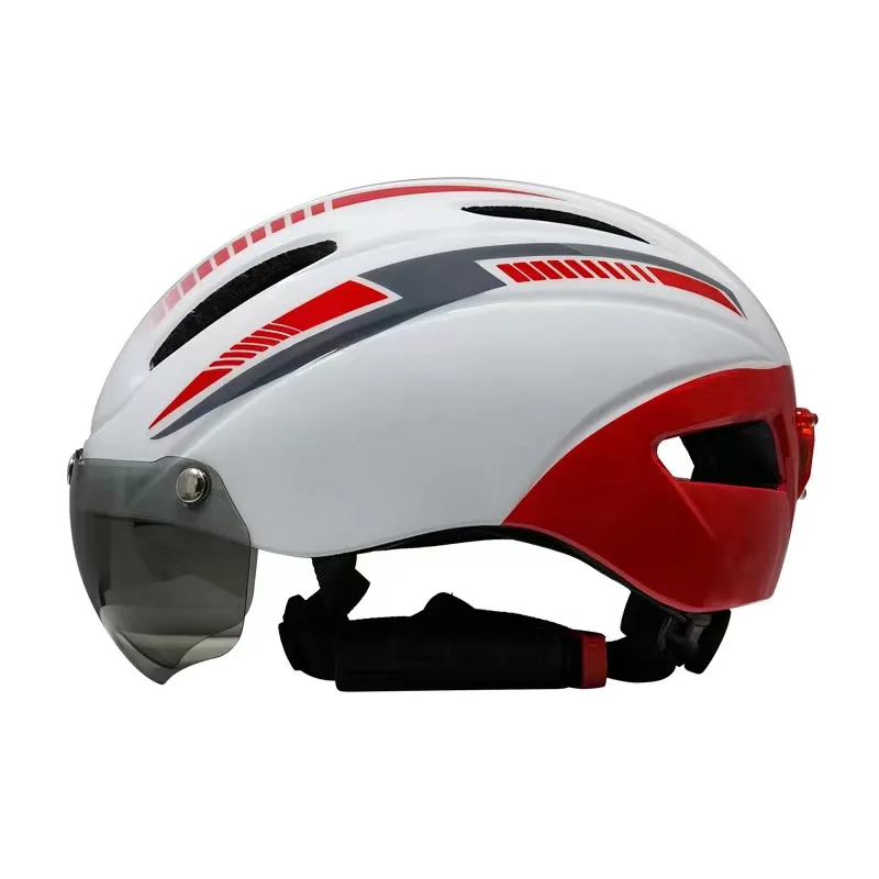 Unisex Mountain Bike Helmet with Integrated Windshield & Tail Light Sport Style Safety Feature for Adults Multiple Color Options