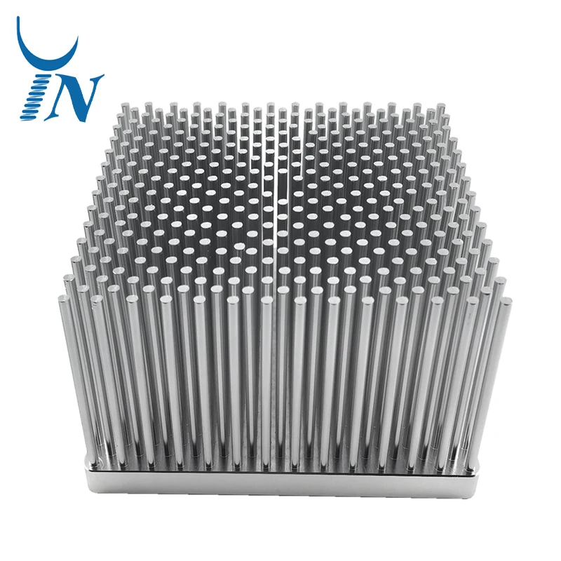 Custom Square CNC Cold Forged Heat Sink Aluminum Radiator Silver Anodizing Pin Fin Heat Sink for Industrial Radiator