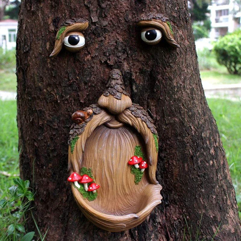 Tree faces mushroom snail bird feeders for outdoors hanging decorative garden landscaping & decking