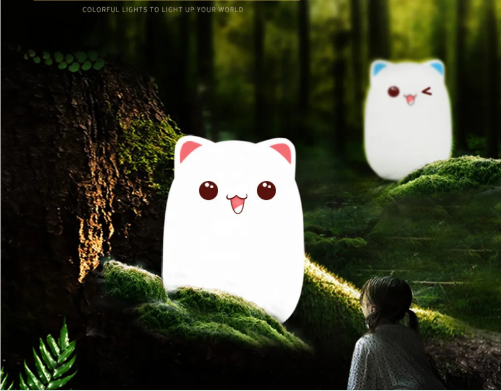 Cute Bear Silicone Night Light Bedroom USB Charging Led Patting Light Night Light