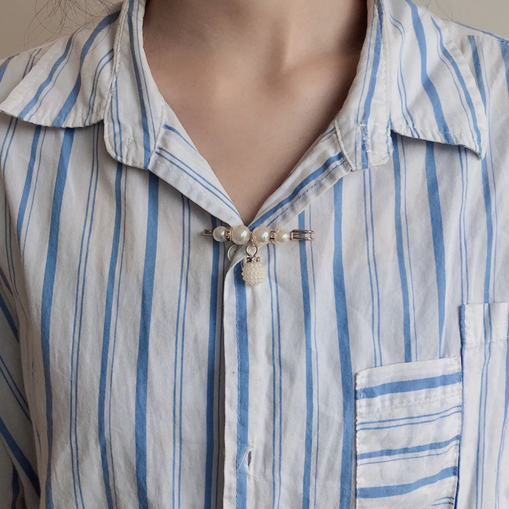 Rinhoo Card Jewelry Sets Cute Enamel Brooches Pins Pearl Neckline Small Collar Lapel Pin Buckle Fixed Clothes Invisible Brooch