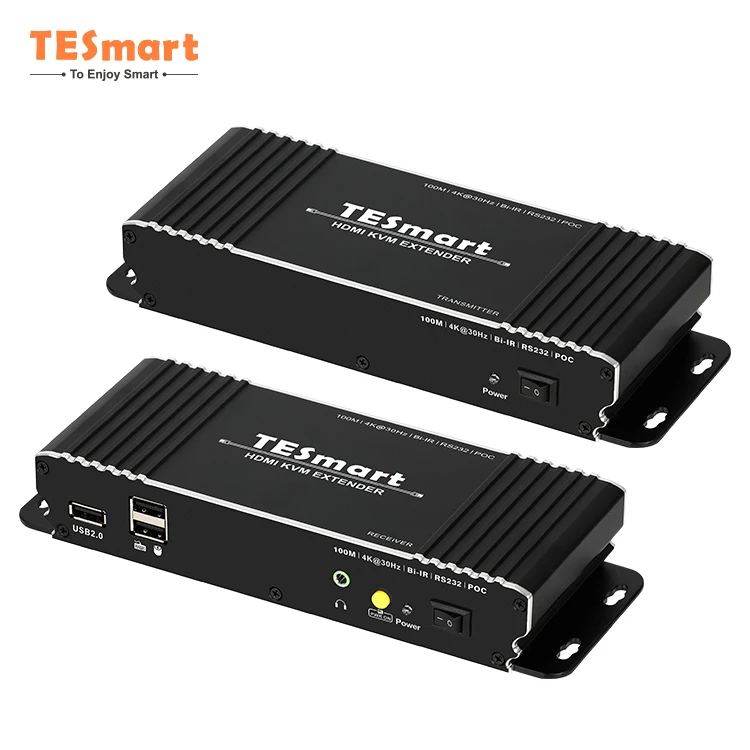 Video Transmitter and Receiver Support USB 2.0 HDCP L/R Audio out 100M 4K30HZ over IP HDMI KVM Extender
