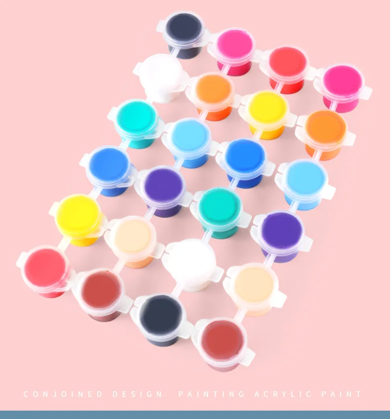 High quality paints acrylic,12colors paints strips with brush for kids.12 strip pot 2 3 5 ml acrylic paint set with brush