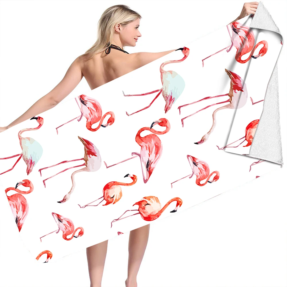Funny Organic Microfiber Imprint Beach Towel Flamingo Luxury Multi Functional Foldable For Yoga Mat Beach Towel