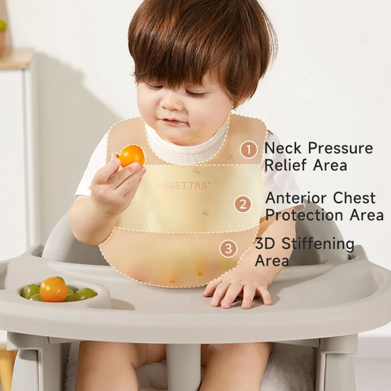 Laser Logo BPA Free Reusable Silicone Baby Bibs Waterproof Adjustable Button Toddler Dinnerware Tableware Bibs for Kids