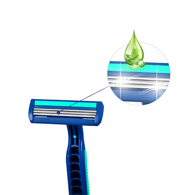 B310GL  Haowell  Cheap Triple Three 3 Blade Disposable razor Mens Shaving 24pcs Hanging Card