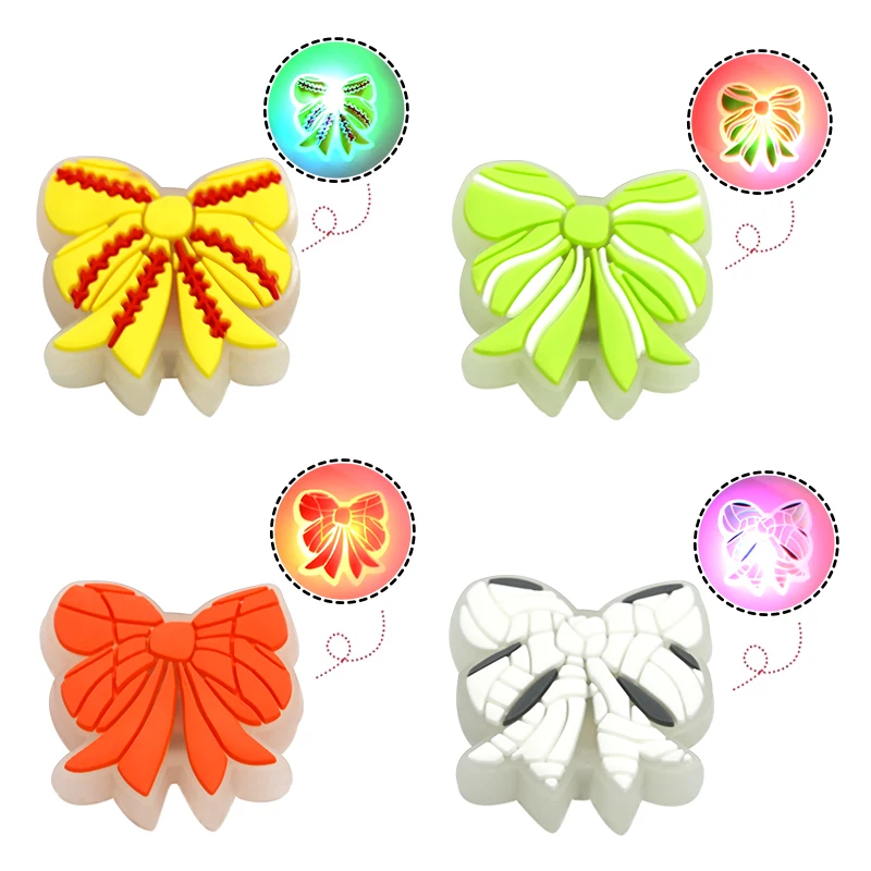 New Trend Light Up Bling Led Pvc Glow Up Bow Tie Shoe Charms Decorations Wholesale Shoe Charms Led Custom Shoe Charms