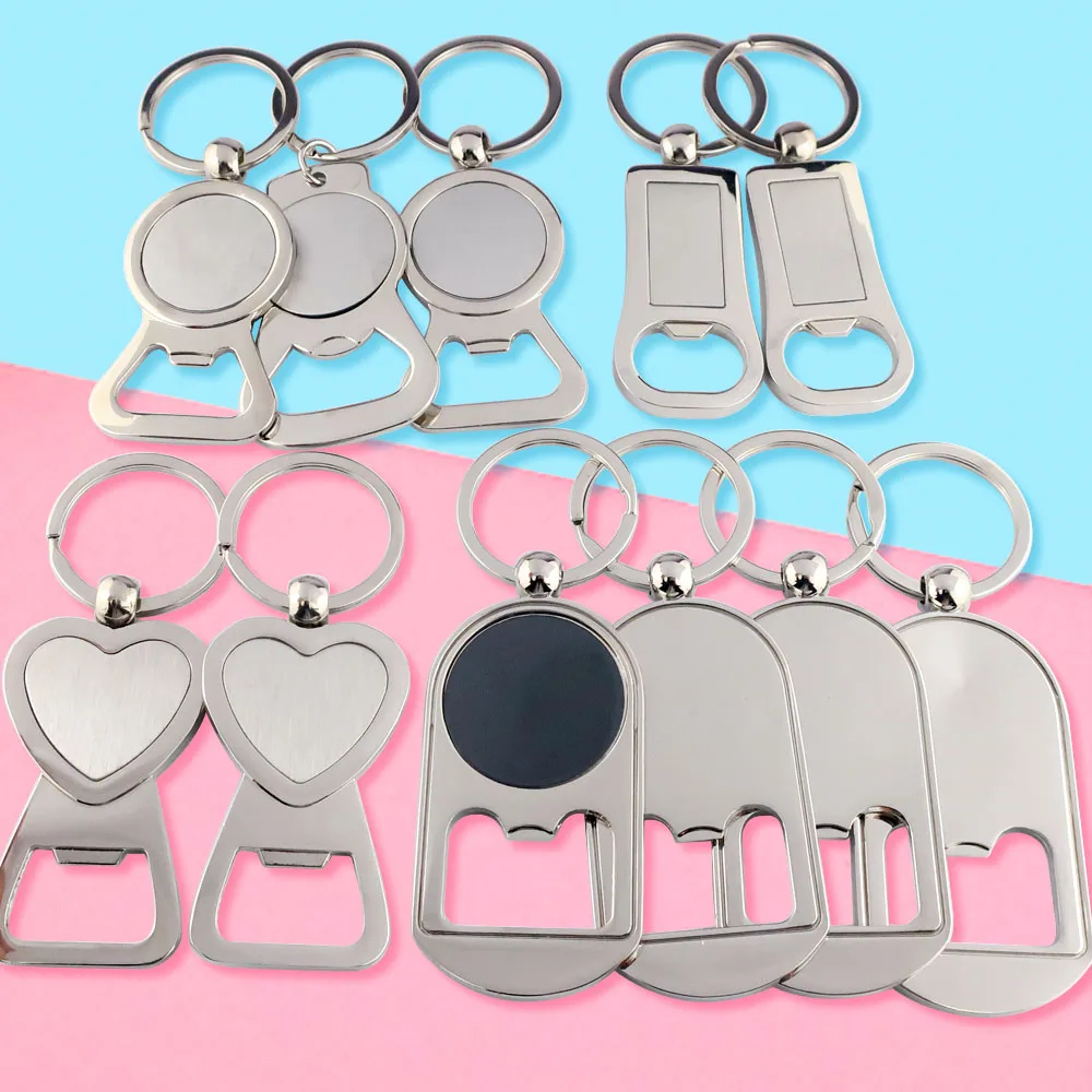 Cute engraveable logo metal custom keyholder key ring beer key chain bottle opener keychain / key holder keyring bottle opener