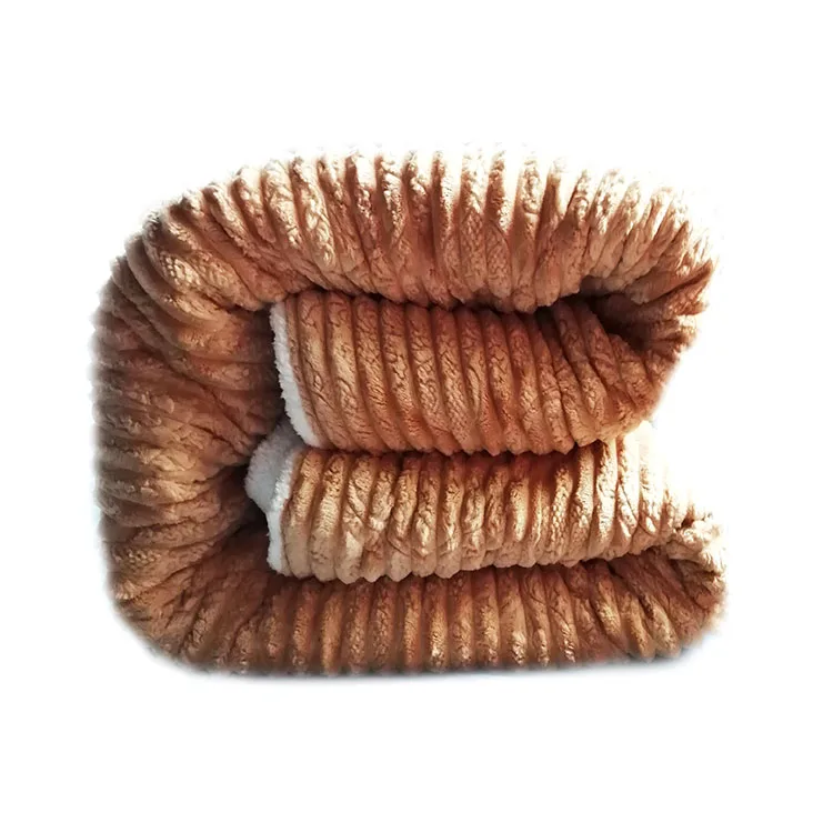 2021 luxury microfiber striped flannel blanket sherpa bedding