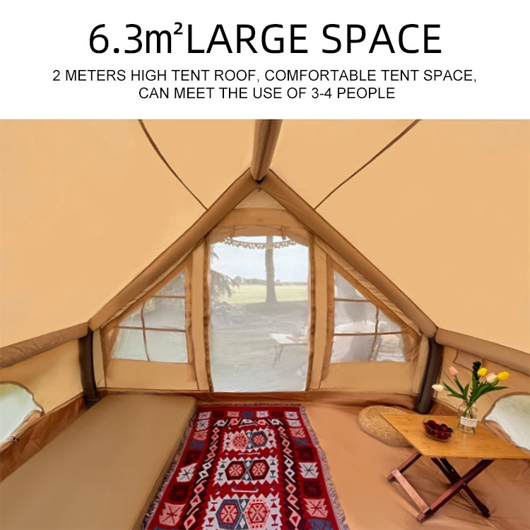 Wholesale Camping Canvas Outdoor Sale Inflatable Cabin Glamping Waterproof 4 Person Large Safari Luxury Winter Travel Air Tent