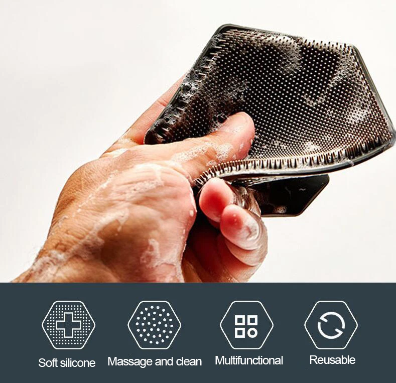 USA hot sale men use silicone black body scrubber