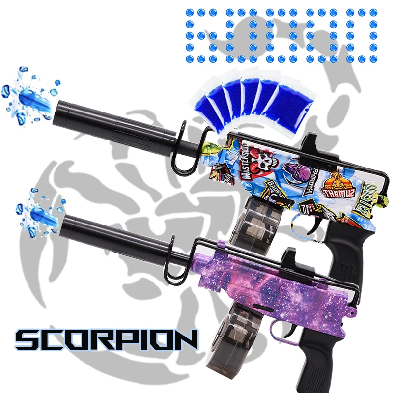 2022 Amazon Hot Sell Customized Skin 60000 Gel Beads Electronic Scorpion Pistol Gel Ball Blaster  Splatter Ball Toys