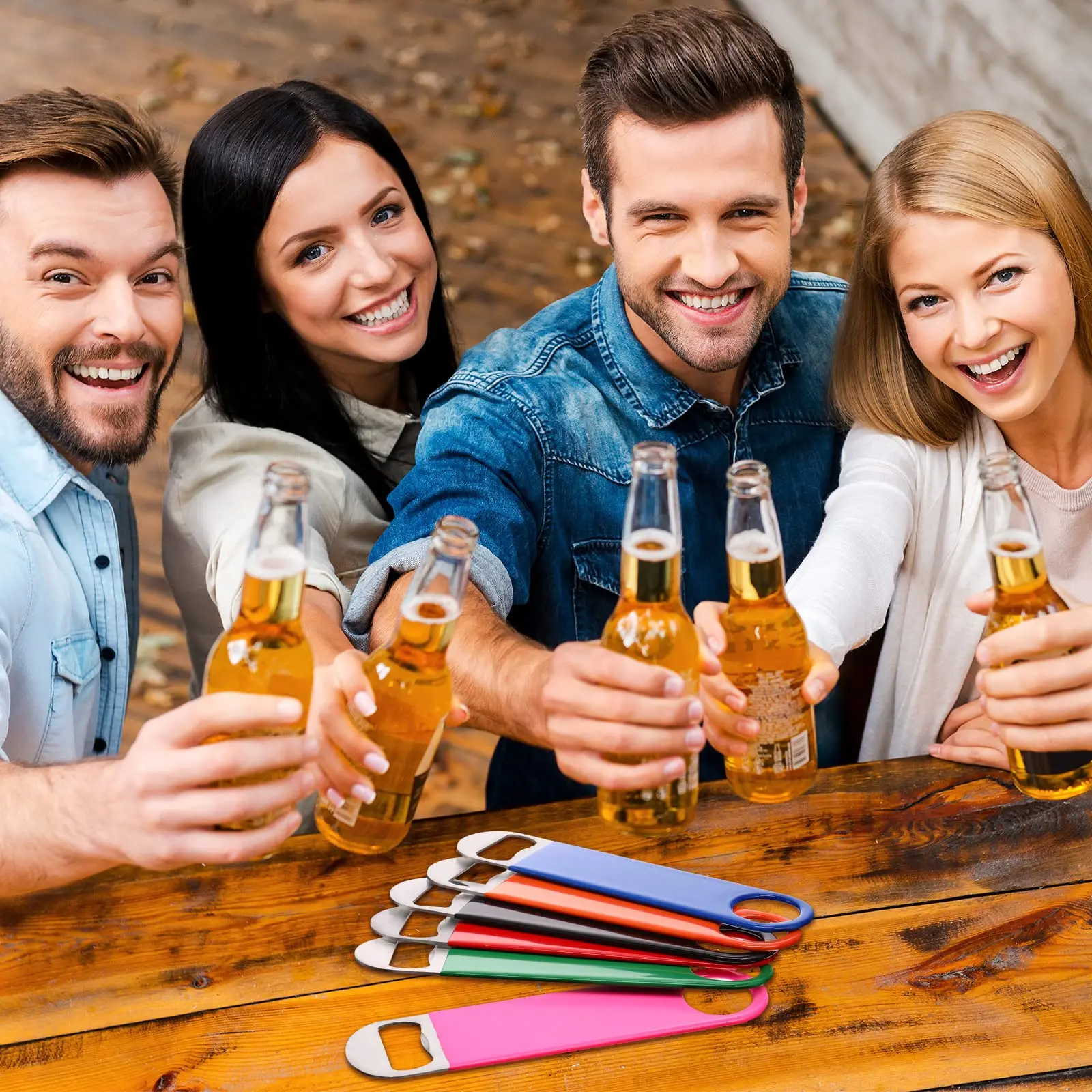 Custom 25 Finger Tiger Wood Keychain Silicone Stainless Steel Beer Spaceman Shape Wall Bear Bottle Opener
