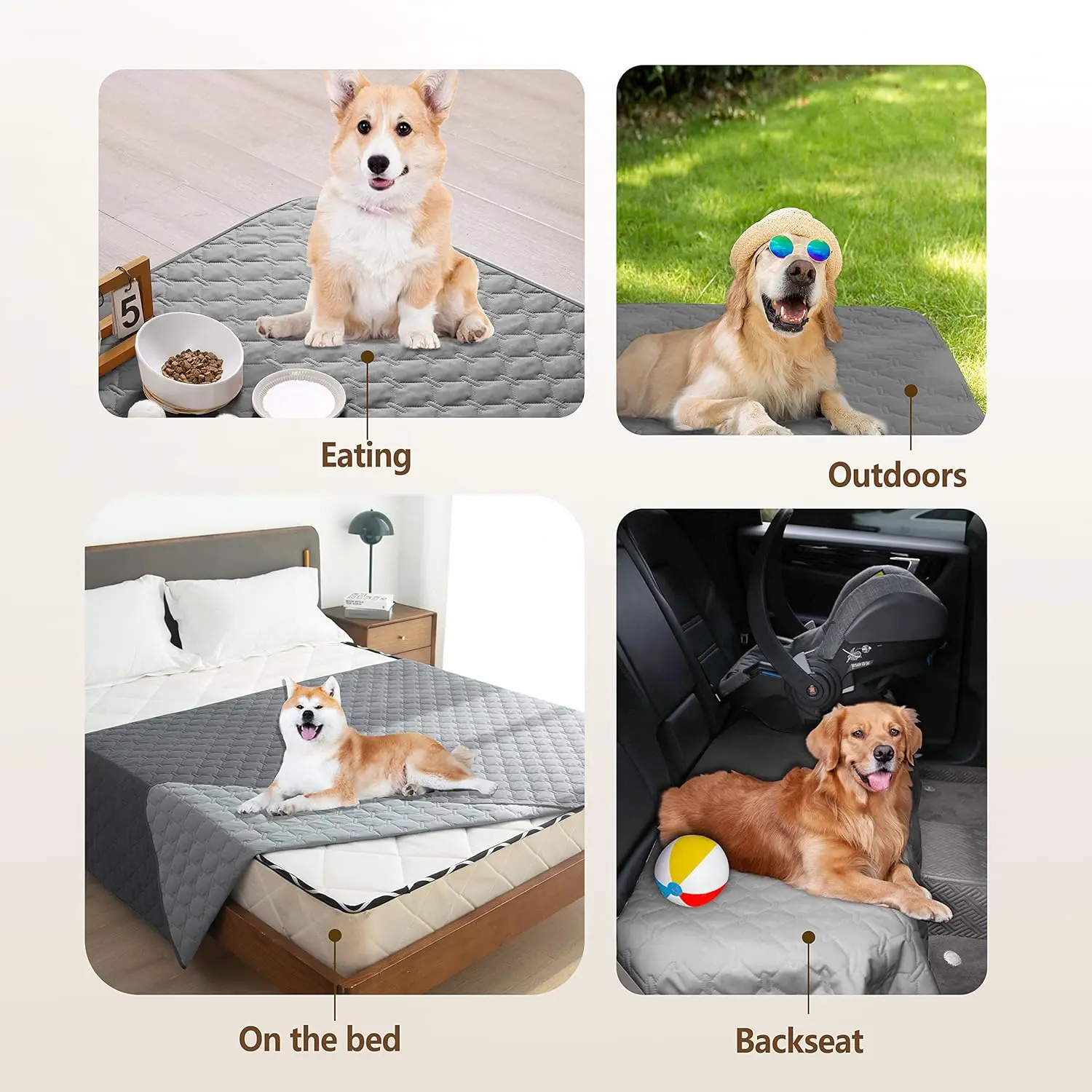 YOUK Double-Sided Reversible Anti-Slip Dog Bed Cover Waterproof Pet Blanket Travel Fits Furniture Bed Couch Sofa Kids Cats Dogs