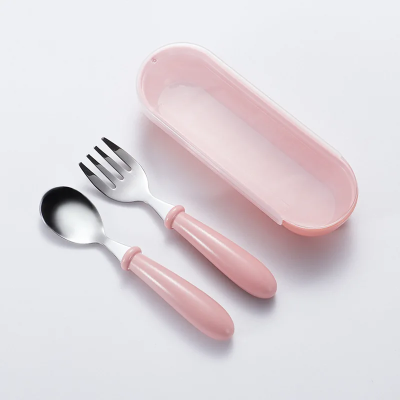 BPA free Children cutlery set utensils food grade 304 stainless steel tableware kids fork and spoon with portable case