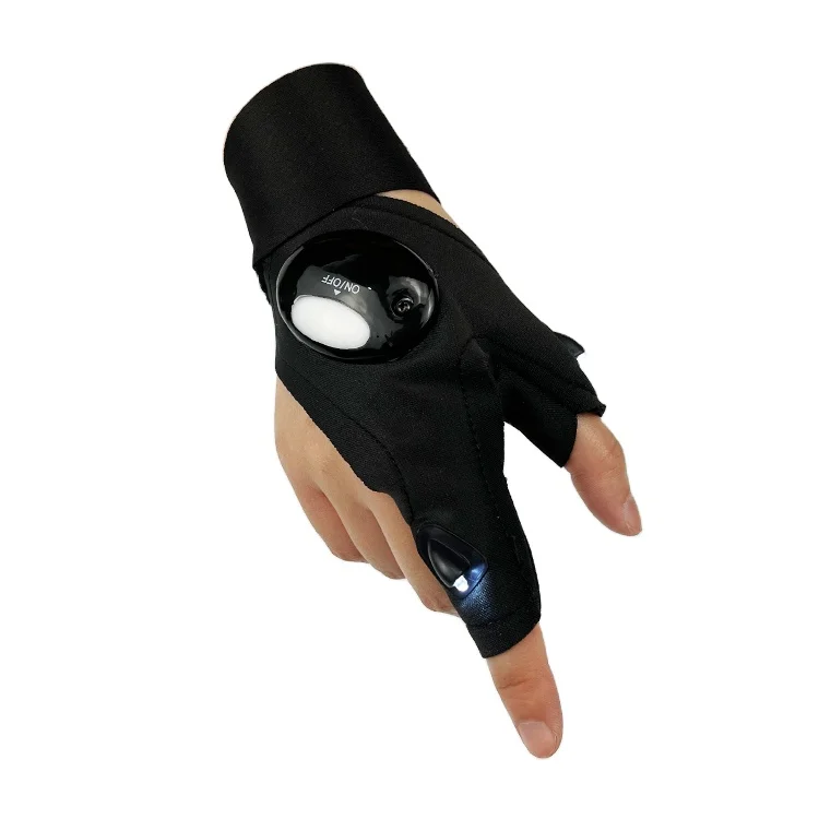 Manufacturers outdoor fishing tools magic belt fingerless gloves LED flashlight gloves