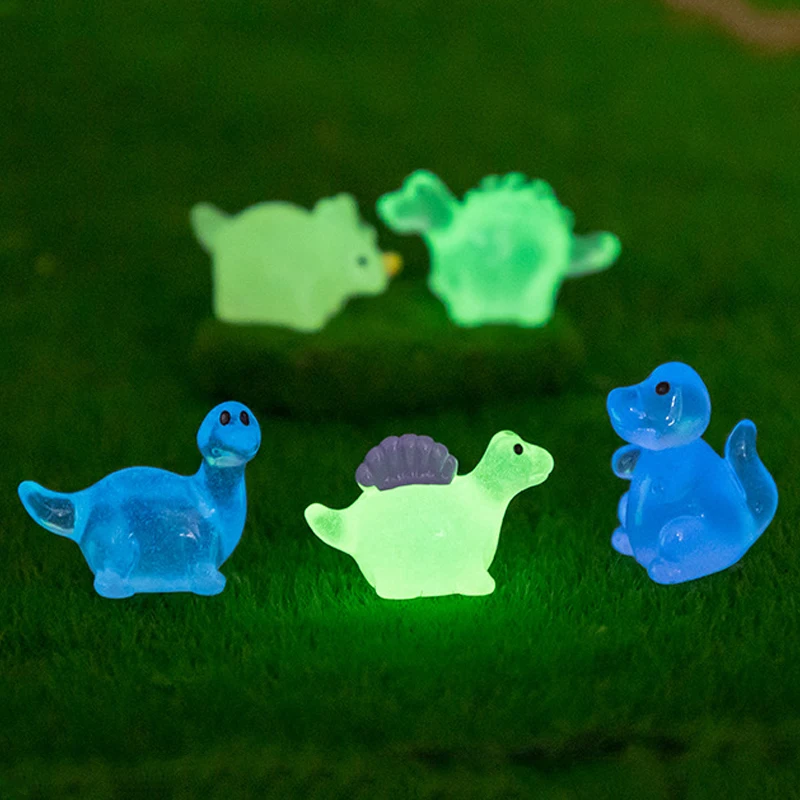 10 Pcs/set Luminous Glowing Resin Dinosaur Ornaments for Garden Yard Lawn Landscape Decorations Animal Desktop Craft Decor