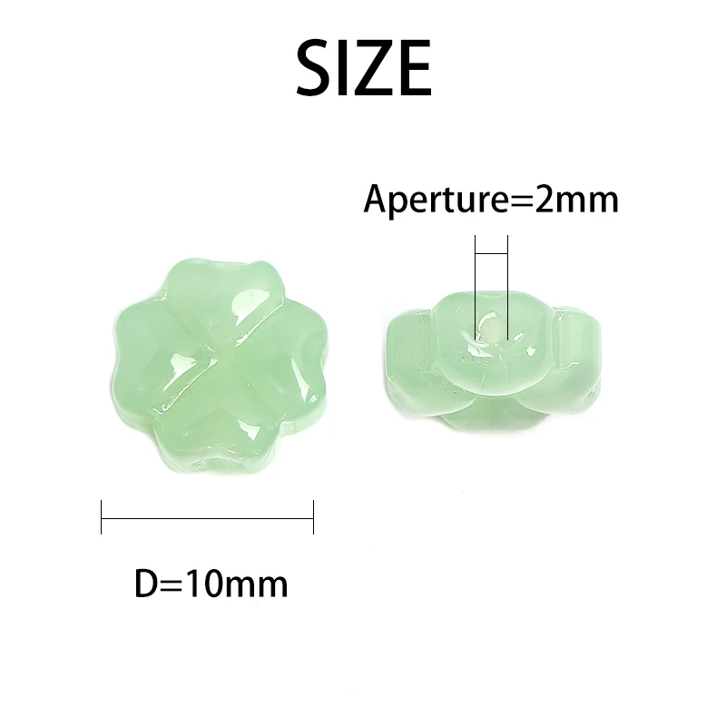 Wholesale 10mm Natural Crystal Magic Lucky Four Leaf Clover Loose Beads For Necklace Accessories Jelly Color Glass String Beads
