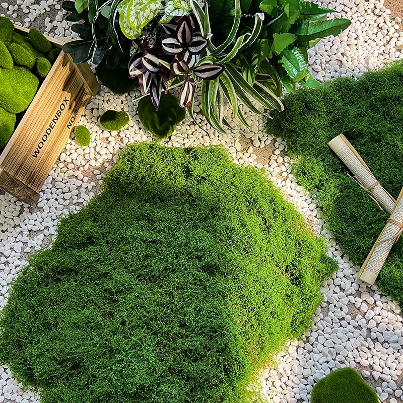 Wholesale Flocking Potted Green Moss Artificial Plant Sphagnum Peat Wall Art Office Decor