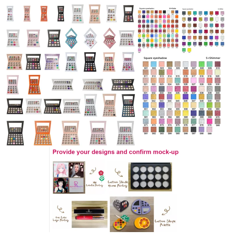 Cosmetic makeup  vegan empty custom eyeshadow palette packaging make your own brand empty eye shadow palette