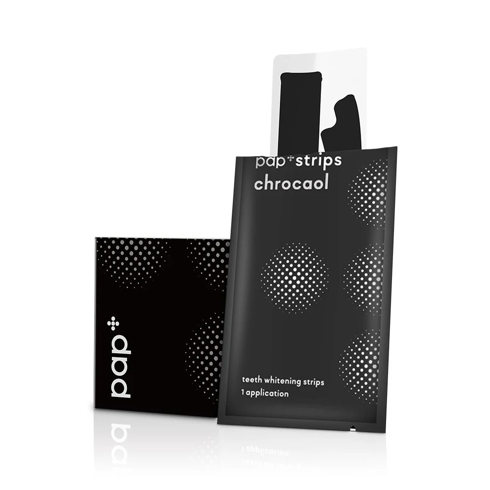 PAP+ Charcoal Whitening Teeth Strips Private Label Professional Whitening Strips for Enhanced Teeth Whitening